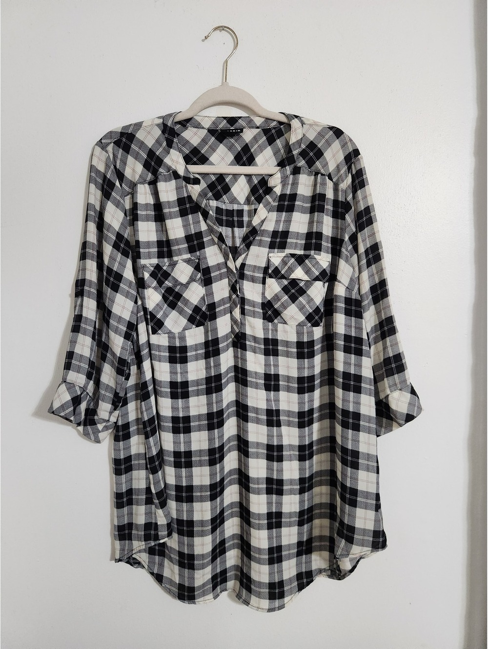 Torrid Harper black and white plaid tunic top Size L